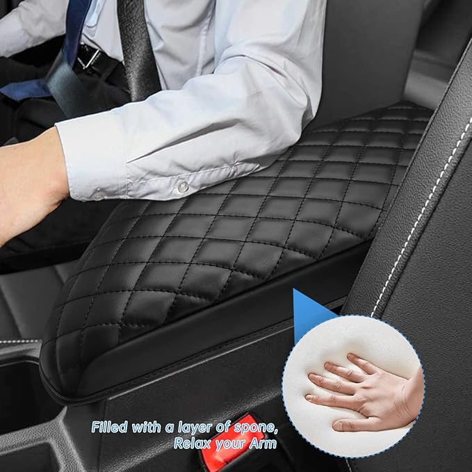 INTGET Car Center Console Armrest Cover for VW Volkswagen Jetta Accessories 2019 2020 2021 2022 2023&Jetta GLI 2019-2023 Middle Arm Rest Seat Box Cover Elbow Cushion Pad (Black with Cushion, 2019+)