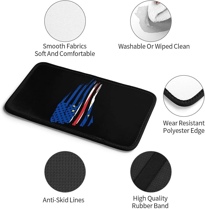 America Flag and Cape Verde Verdean Flag Car Armrest Pads Auto Seat Handrail Box Decoration Cushion Fit for Most Vehicles Accessories, Universal Car Center Console Cover Pad Protector Funny Design