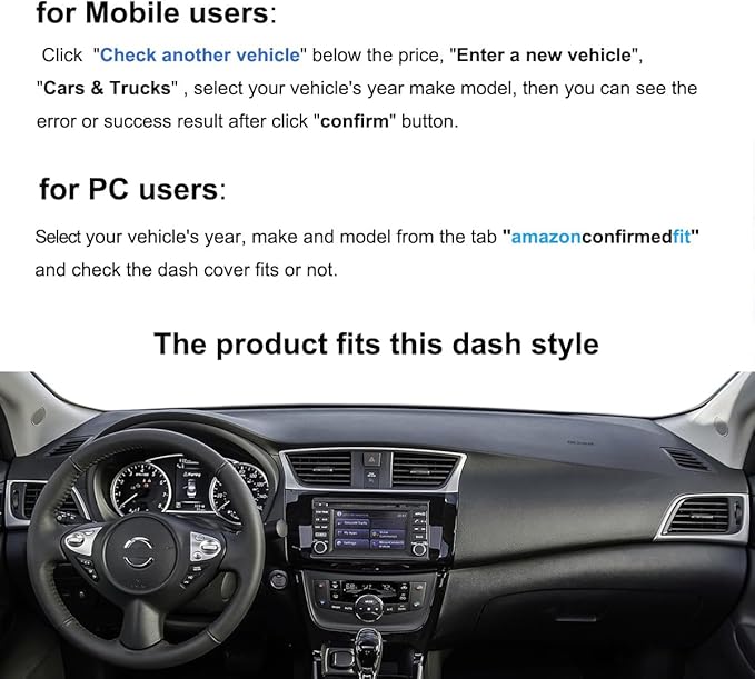 Dash Cover Mat Custom Fit for Nissan Sentra Dashboard Pad Carpet Protector F246 (Black)