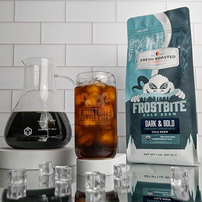 Fresh Roasted Coffee, Organic Dark & Bold Frostbite Cold Brew | USDA Organic, Kosher | Dark Roast | 2 lb Whole Bean