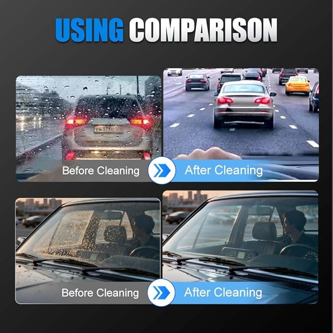 Automotive Oil Film Cleaning Brush, 2025 Upgraded Car Windshield Glass Cleaner for Car Windows, Glass Oil Film Remover Cleaning Board, Anti-Rain Fog, Improves Clarity (2 Set)