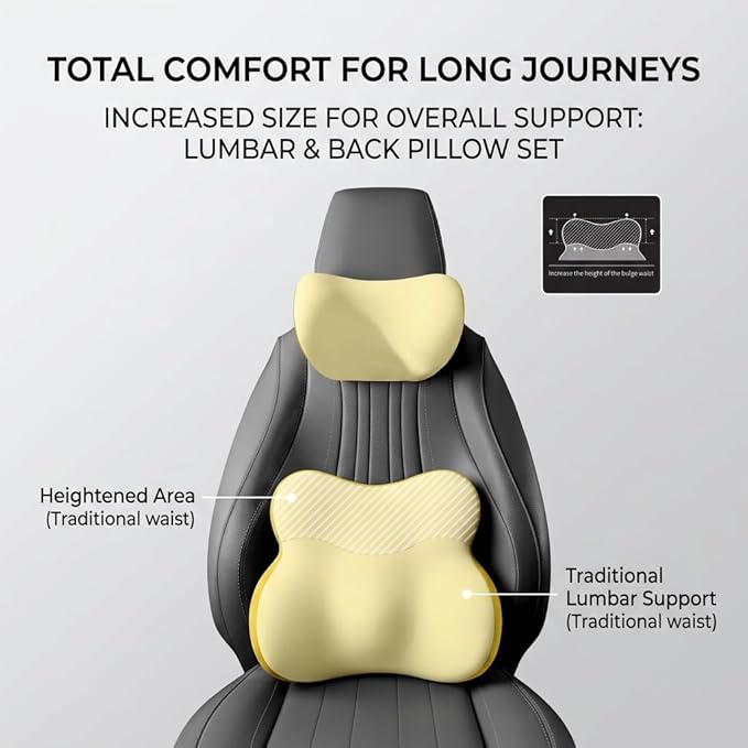 Car Headrest Pillow & Lumbar for BMW 3er Compact (E36) 316g 316i 318tds 318ti 323i 1994-2000, Car Seat Neck Pillow Back Support, Breathable All-Season Automotive Seat Cushions, 2PCS