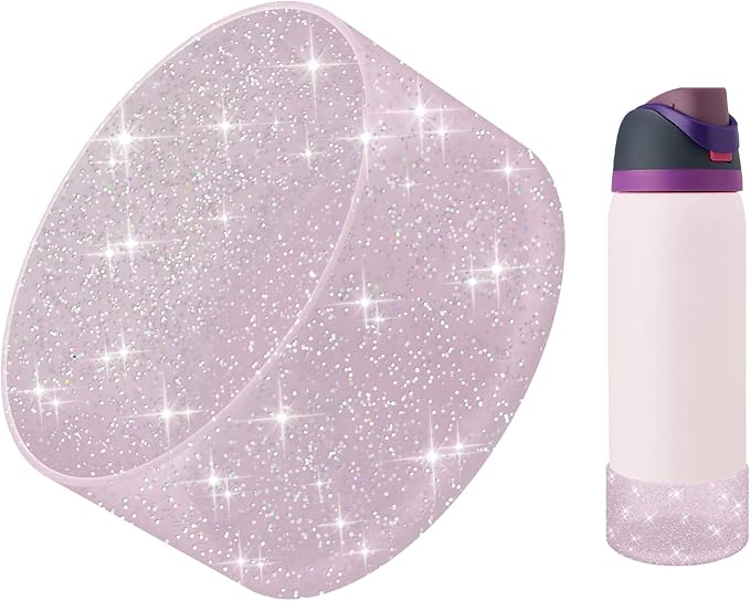 Protective Glitter Silicone Boot Compatible with Owala 24oz 32oz 40oz, Bling Cup Sleeve Bottom Bumper Cover Compatible with Owala FreeSip, Twist, or Flip Stainless Steel Water Bottles