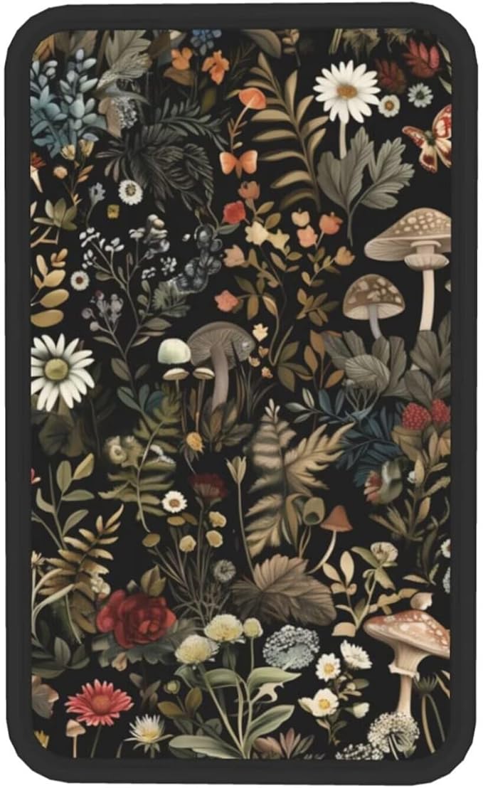 Mushroom Print Car Center Console Cover Botanical Cute Plant Arm Rest Covering Cushion for Cars Sedans Vans Truck Vehicles SUV Vintage Armrest Pads