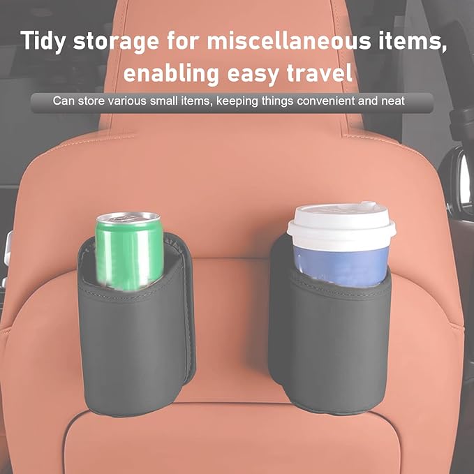 Shakas 2 PCS Car Door Large Cup Holder, Multifunctional Storage Bag Trash Can for Beverage Water Cup Mobile Phone, Waterproof Cleanable Leather Insert Organizer for Seat Back, for Cars Trucks (Black)