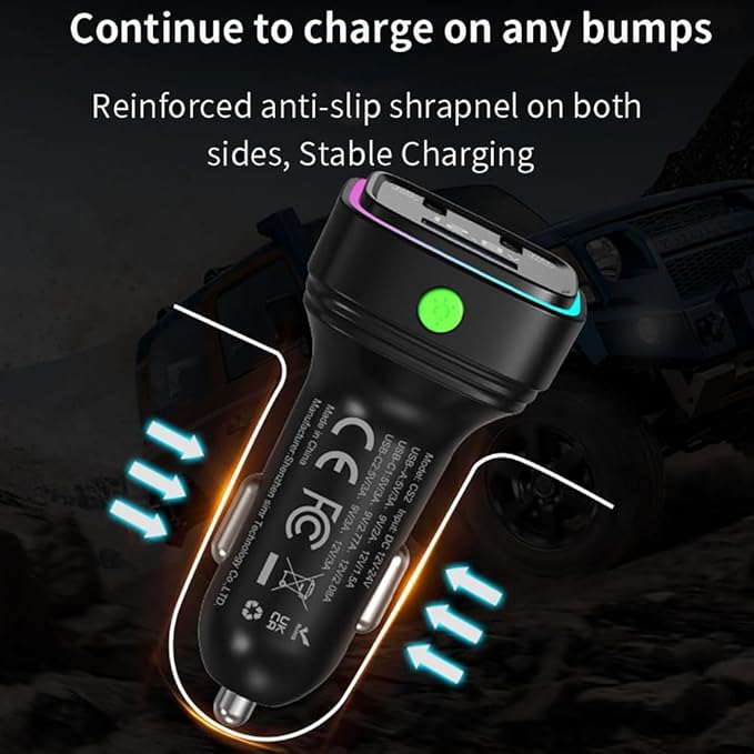 60W Fast Car Charger USB C Quick Charging Adapter PD 36W Fast Charging with Led and Voltage Display for iPhone16 15 X Samsung
