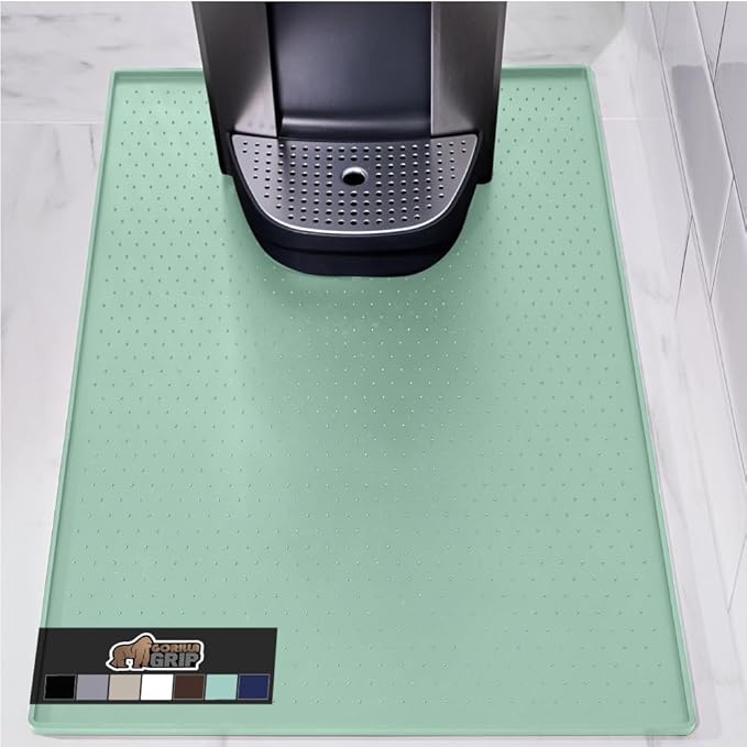 GORILLA GRIP Silicone Coffee Mat, 15x23, Espresso Machine Bar Accessories, Keep Kitchen Counters Clean, Stays in Place, Waterproof and Heat Resistant Dish Drying Mats, Home Decor Essentials, Mint