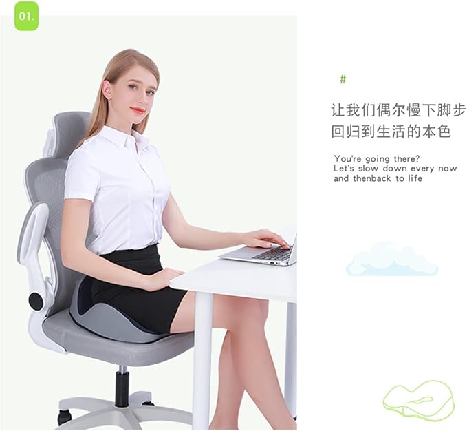 Car Seat Cushion for Long Driving, Ergonomic Memory Foam Seat Cushion, Car Seat Cushion for Back Pain and Lumbar Support Non Slip and Easy Clean for Driving Gaming Chair and Travel B Navy Blue