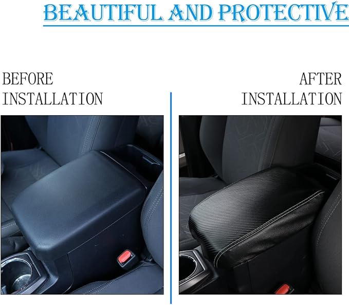 CHEAYAR Leather Car Auto Center Console Armrest Cushion for Toyota Tacoma Accessories 2016-2018 2019 2020 American Flag (Carbon Fiber Pattern-Leather)
