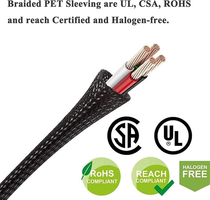 25ft - 1/4 1/2 Inch Cable Management Sleeve Protector,Wire Loom PET Expandable Wire Sleeving for Office TV Computer Home Theater Engine Bay Cord Organizer,Protect Cables from Pet Cat Dog Chewing,Black