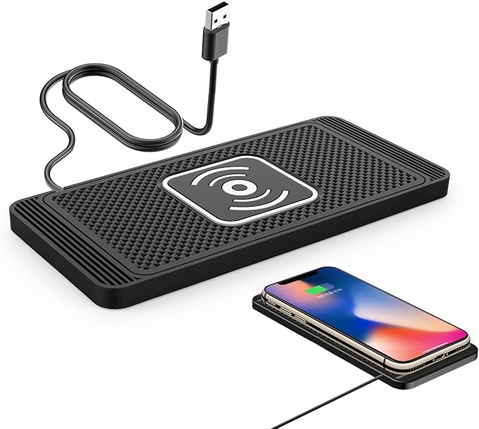 Car Wireless Charger Pad for Chevrolet Colorado, Fast 15W Slim Qi Wireless Charging Pad with USB/Type-C Cable Non-Slip Charging Mat for Car,15W-USB