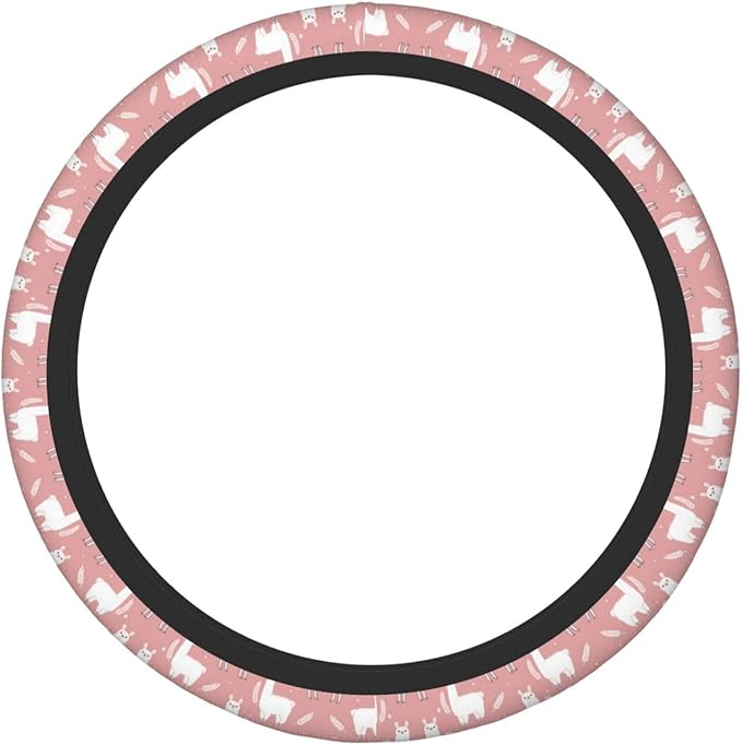 Fluffy Llama Alpacas Universal Fit Steering Wheel Cover for Car, Truck, and SUV, Durable Steering Wheel Protection