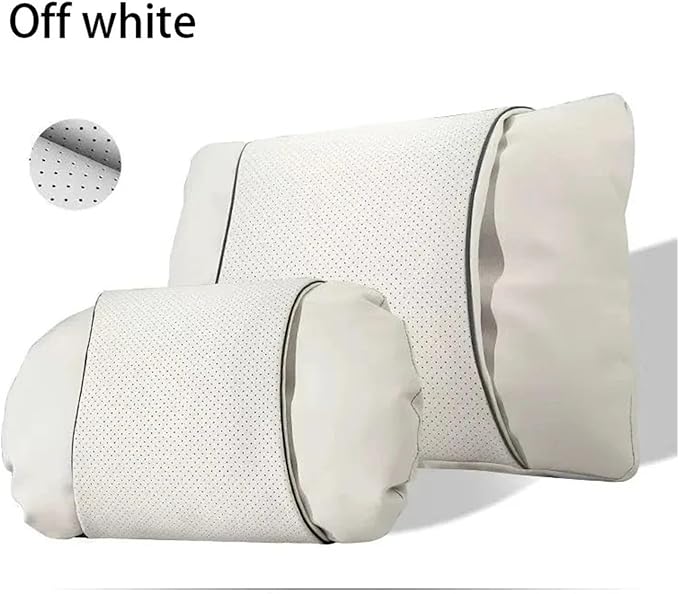 1/2PCS PU Leather Car Neck Pillow & Lumbar Support Cushion, Breathable Universal Seat Headrest Waist Pad, Soft Support Cushion for Daily Driving and Travel(F Style)