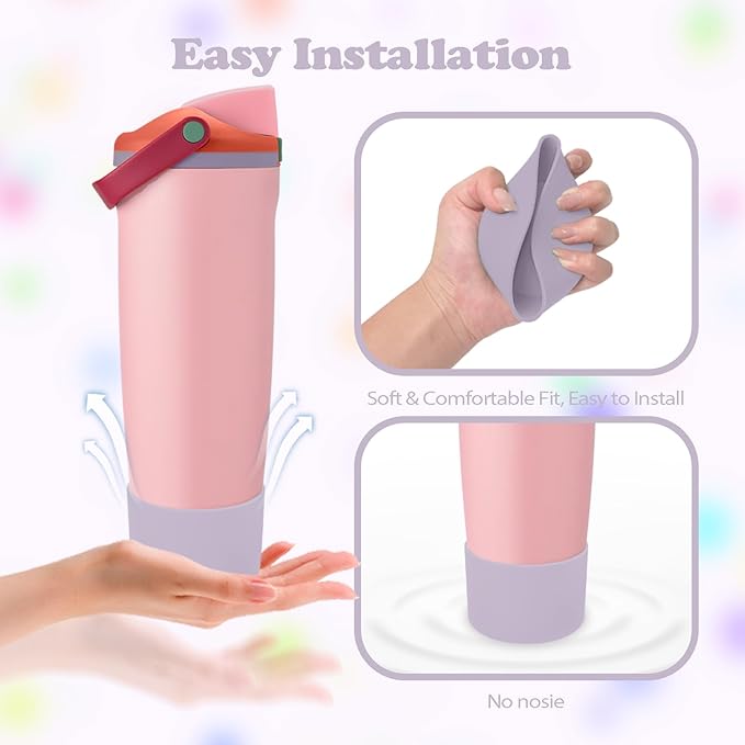 Silicone Boot for Owala 30oz & 40oz FreeSip Sway Bottles & Tumblers - Non-Slip, Scratch-Resistant, Stability Enhancer, Available in 12 Colors (Taro Purple)