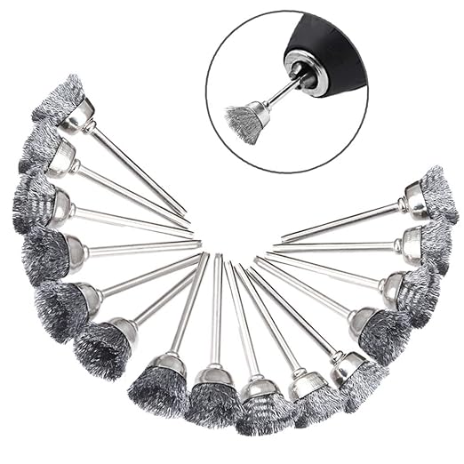 Mesee 45Pcs Steel Wire Brushes Wheels Set with 1/8" Shank Polishing Wire Wheel Cup Pen Brush Accessories Kit Fit Rotary Tool for Buffing Cleaning Grinding Removal Rust Corrosion Paint
