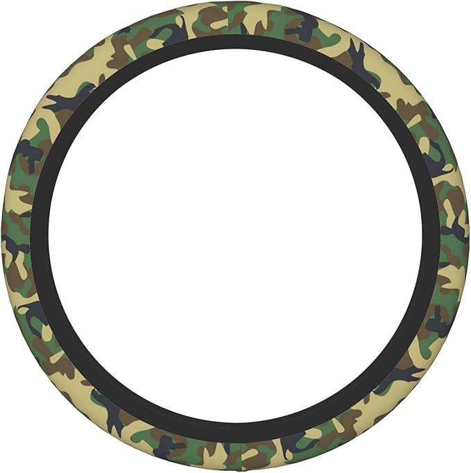 Green Camo Steering Wheel Cover for Women Men, Universal 15 Inch Anti Slip Steering Wheel Protector Car Accessories Interior for Auto Truck SUV
