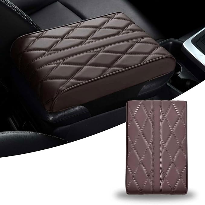 Car Armrest Covers for Jeep Grand Cherokee (WL) 2021–2025,Protection Padding Center Console Cushion Storage Box Mat Pad Cover Protector,Brown