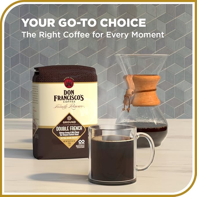Don Francisco's Double French Ground Coffee, Dark Roast – 100% Arabica Coffee, 18 oz Bag