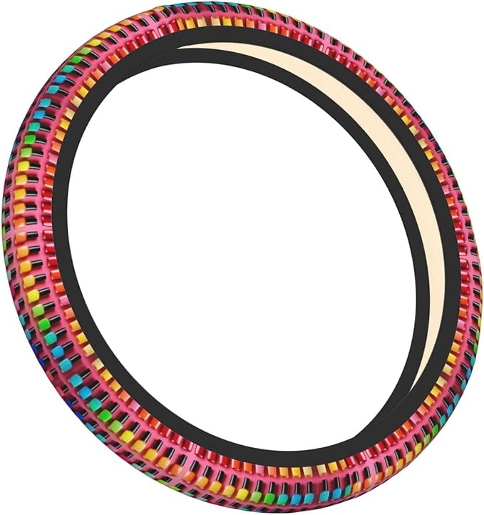 Rainbow Nail Polish Universal Fit Steering Wheel Cover for Car, Truck, and SUV, Durable Steering Wheel Protection