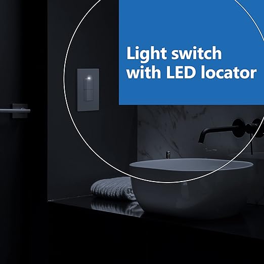 LIDER Minimalist Design Matte Finish Lighted Double Switch, Combination Frameless Decorator Switch with Locator Light, Ground Terminal, Single Pole, 15A 120-277V, UL Listed, LCS2-1P-W, White