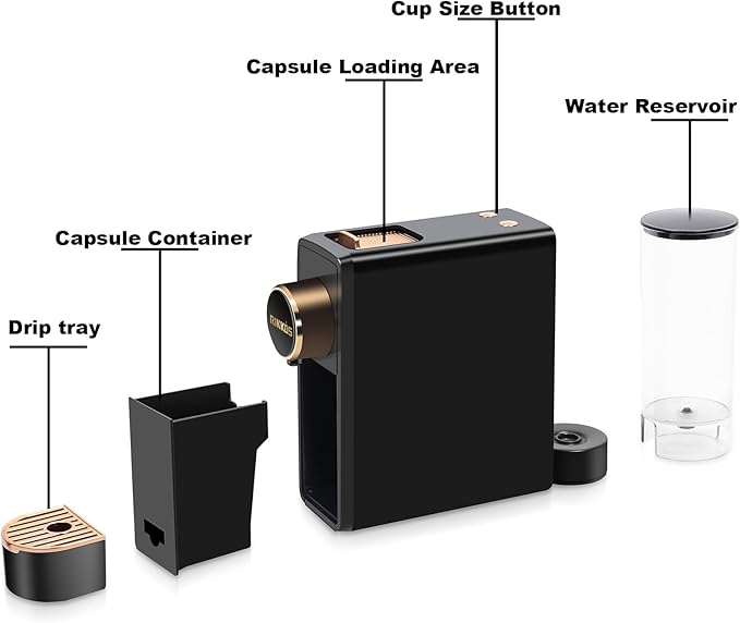 Espresso Machine Compatible with Nespresso Original Pods, 20 Bar High Pressure Mini Espresso Machine with 18oz Removable Tank, Programmable Single Serve Coffee Machine for Espresso Pods, Black