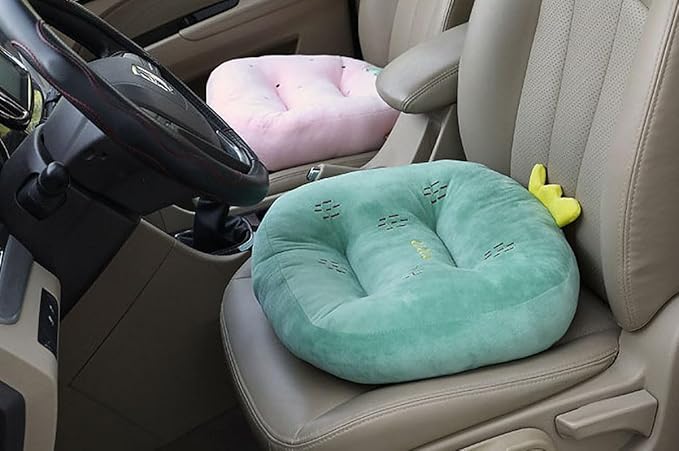Cartoon Plush Car Booster Seat Cushion, Cute Funny Car Seat Cushion Heightening,Chair Cushion for Office Sofa Living Room (Strawberry)