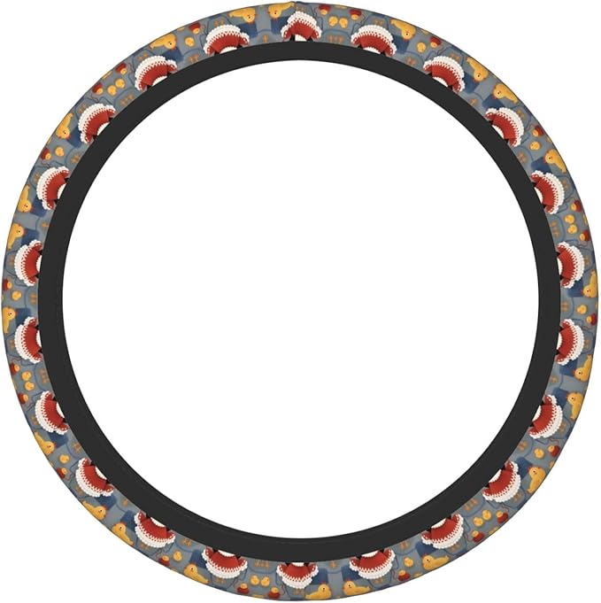 Red Chickens Grey Universal Fit Steering Wheel Cover for Car, Truck, and SUV, Durable Steering Wheel Protection