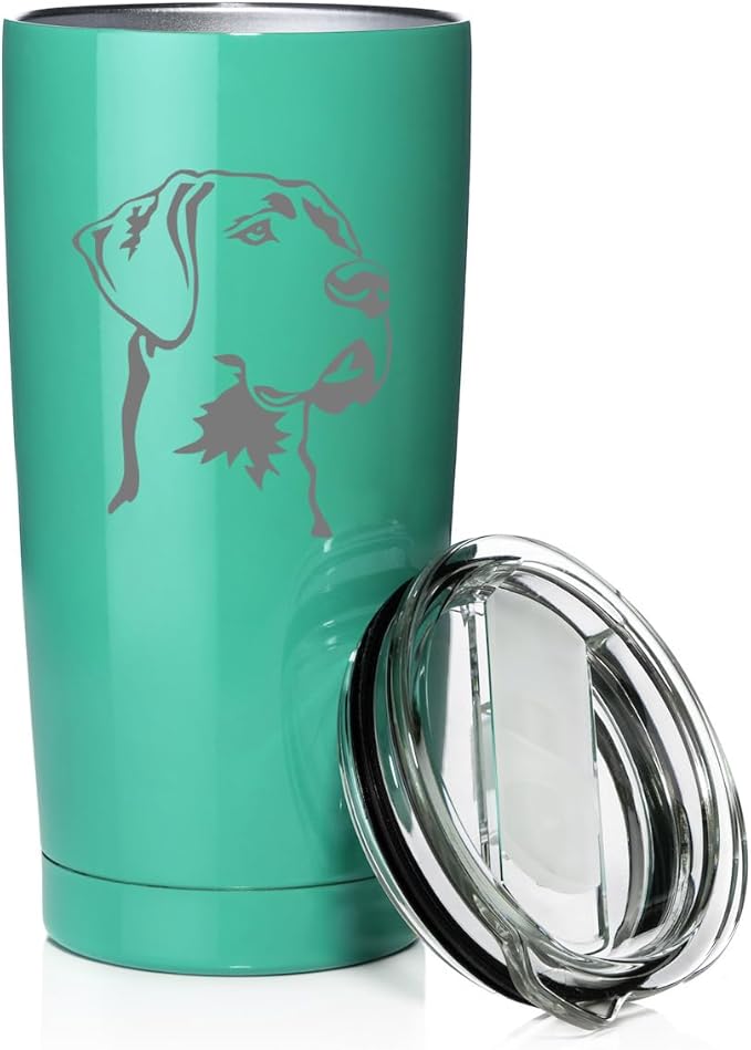 Smooth Body Tumbler Stainless Steel Vacuum Insulated Travel Mug Cup Gift Great Dane Face (Teal, 20 oz)