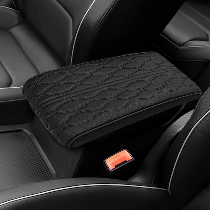 Universal Style Memory Cotton Car Armrest Box Pad, 2026 New Leather Car Armrest Box Pad Waterproof Auto Center Console Pad Universal Arm Rest Cushion Pads for SUV/Truck/Vehicle (Black)