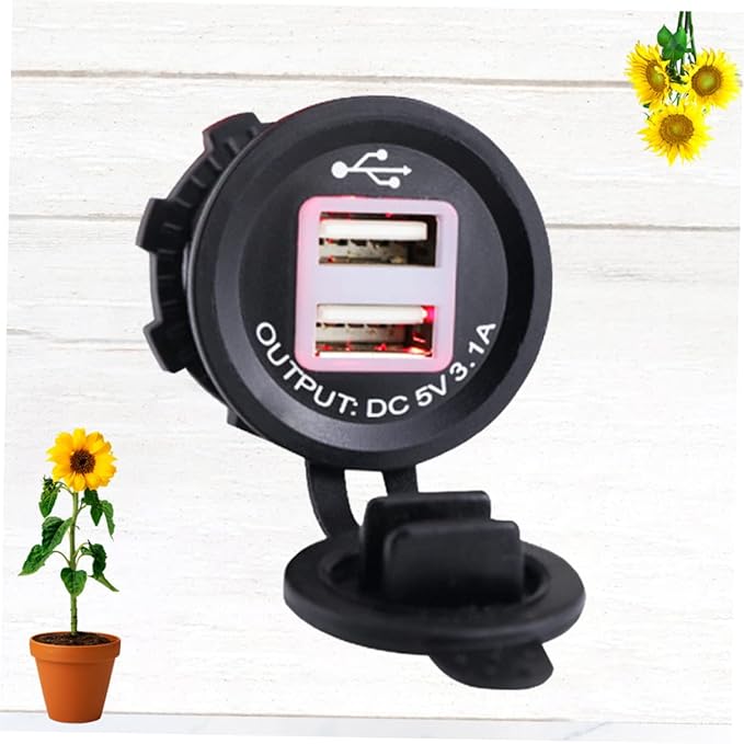 5v Dual USB Car and Motorcycle Charger Socket for Mobile Devices Suitable for Vehicles Powers Two Devices Simultaneously Indicator
