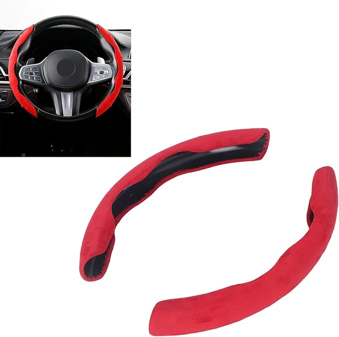 Steering Wheel Cover, Suede Non Slip Sweat Absorbing Auto Accessory for Mercedes Models Drivers Commuters Road Trips