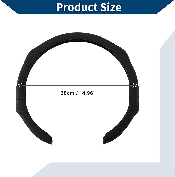 PU Artificial Leather Steering Wheel Cover ABS Car Steering Wheel Protector 14.96" Black