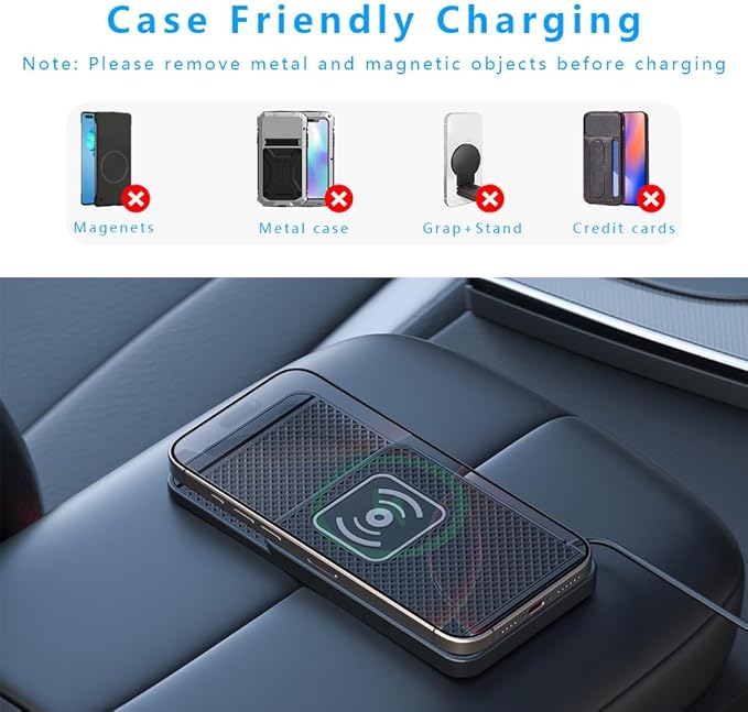 Wireless Charging Pad for Car for Ford Ranger 2000-2011 2019-2025, Non-Slip Type C/USB 20W Fast Phone Charging Pad DIY Trim-to-Fit No Interior Damage,B&Type-C