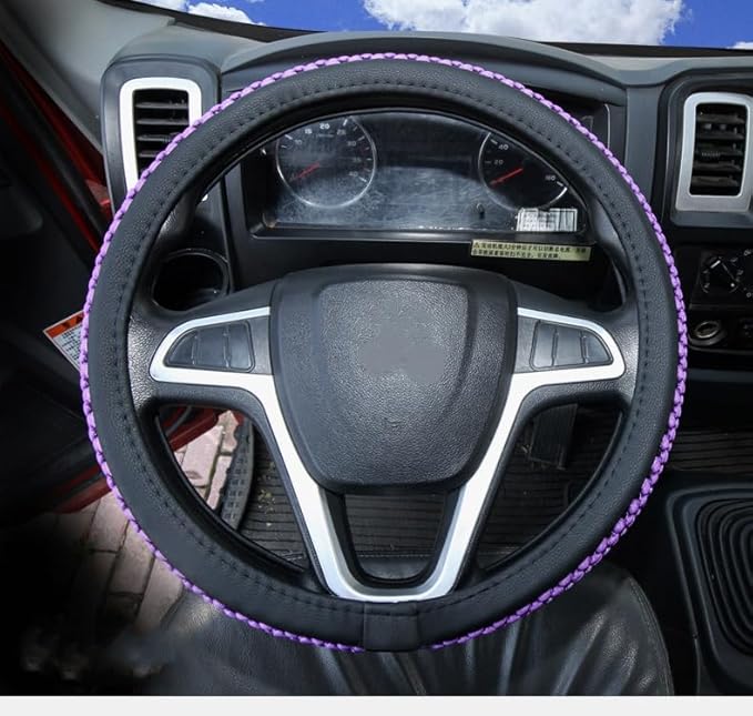 Size 16-20 Inch Ice Silk Ventilation Multi-Style Comfy Grip Steering Wheel Cover for Truck, Bus, Big Rig Trucker,SUV， Anti-Slip Design 16-20 Inch (Purple, 17)