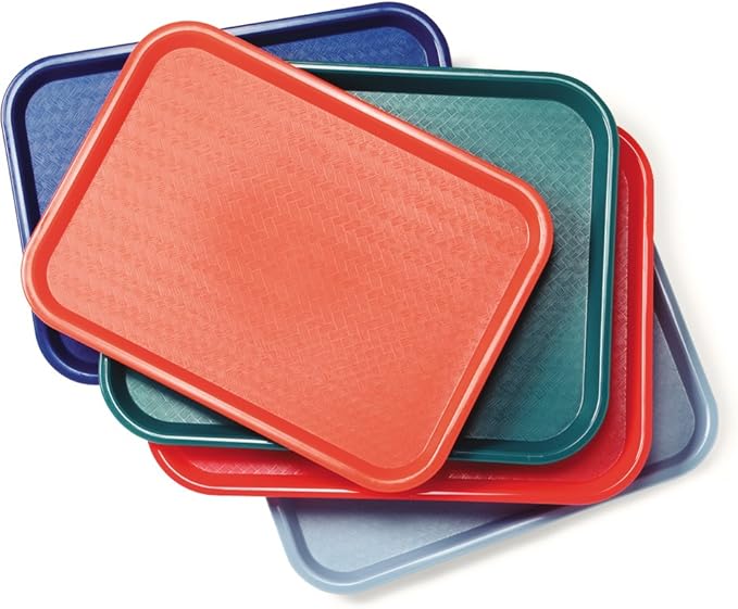 Carlisle FoodService Products Cafe Plastic Fast Food Tray, 14" x 18", Gray (Pack of 2)