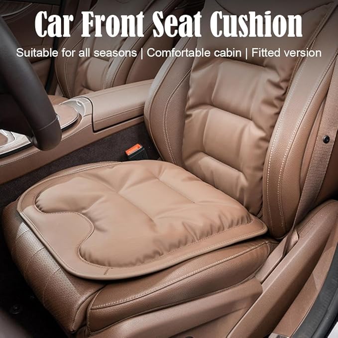 Car Seat Cushion, 2025 New Skin-Friendly Leather Seat Cushions, Skin-Friendly Leather Seat Cushions, Front Bottom and Rear Seat Cushions for Auto Office (Orange 1set)
