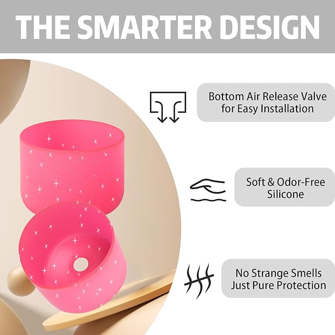 Silicone Boot for Owala 40oz Water Bottle – Anti-Slip Protective Cover, Bottle Boot, Base Cover Compatible with FreeSip, Sleeve for Stainless Steel Tumblers (Glitter Rose Red, 40OZ)