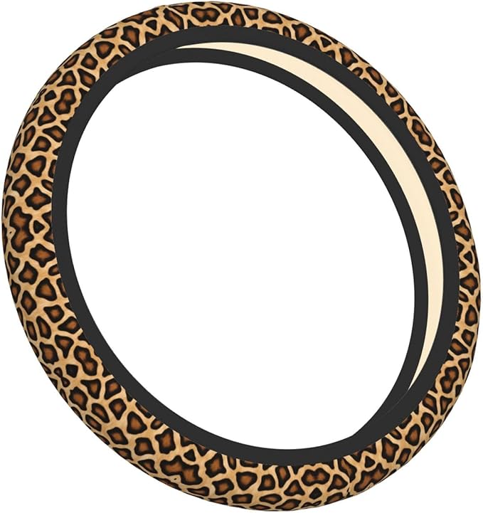 Leopard Pattern Print Universal Fit Steering Wheel Cover for Car, Truck, and SUV, Durable Steering Wheel Protection