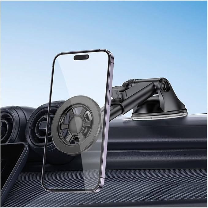 Magnetic Car Phone Holder, 360° Adjustable Vehicle Cell Phone Mount with Suction Cup Stand, Automotive Smartphone Holder for Dashboard Windshield, Universal for SUV RV Truck (StyleB)