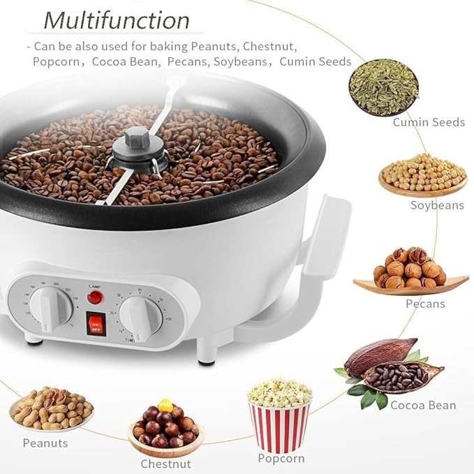 750g Coffee Roaster Machine for Home Use,1200W Non-stick Pan Multifunctional Electric Coffee Bean Roaster,Thermometer+Timer+Temperature Adjustment,Upgraded Cross Stirring Rod,for Peanut Nuts(220V)