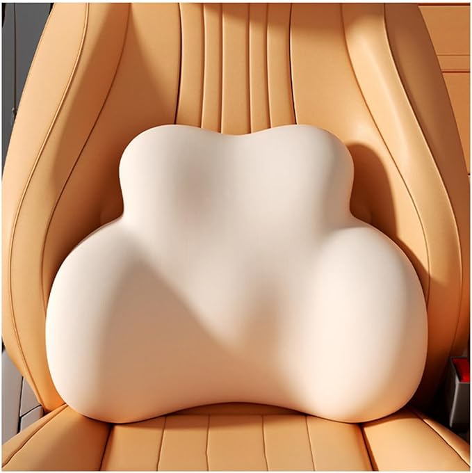 Car Lumbar Support Pillow for Honda e:Ny1 2024 Memory Foam Back Support Cushion Breathable Car Seat Lumbar Pad Accessories,Beige