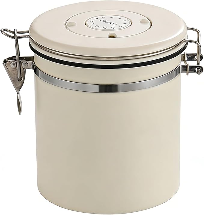 MEGAWISE 304 Stainless Steel Coffee Canister – Large Capacity Kitchen Container with CO₂ Valve & Date Tracker, Vacuum-Sealed Canister for Coffee Beans, Grounds & Dry Goods (2.8, Liters)