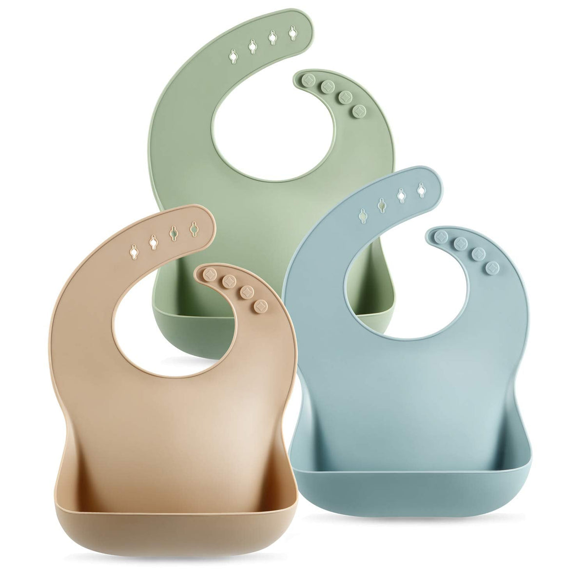 PandaEar Silicone Baby Bibs – Set of 3 Waterproof, Soft & Adjustable Bibs (6–72 Months)