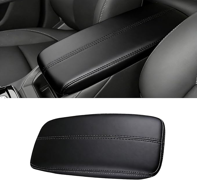 Center Console Armrest Cover for Mazda CX30 2020 2021 2022 2023 2024 2025 2026, Center Console Cover, Car Arm Rest Covering Anti-Scratch Arm Rest Cushion Pad,Black+Black line