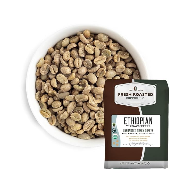 Fresh Roasted Coffee, Unroasted Organic Explorer Home Roasting Starter Kit | USDA Organic, Kosher | 4 one-pound bags