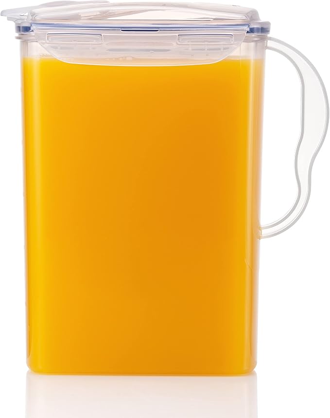 LocknLock Aqua Fridge Door Water Jug with Handle BPA Free Plastic Pitcher with Flip Top Lid Perfect for Making Teas and Juices, 3 Quarts, Clear