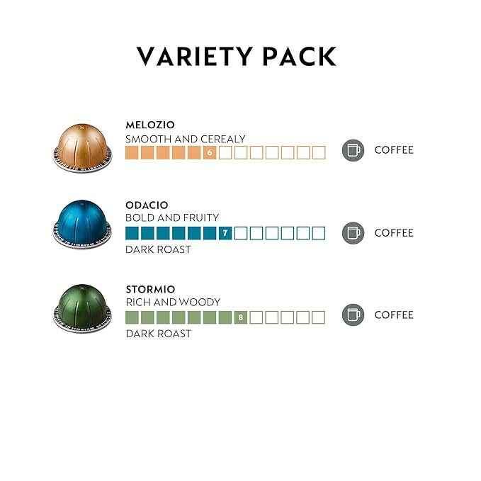 Nespresso Capsules Vertuo, Variety Pack, Medium and Dark Roast Coffee, 30 Count Coffee Pods, Brews 7.8 oz.