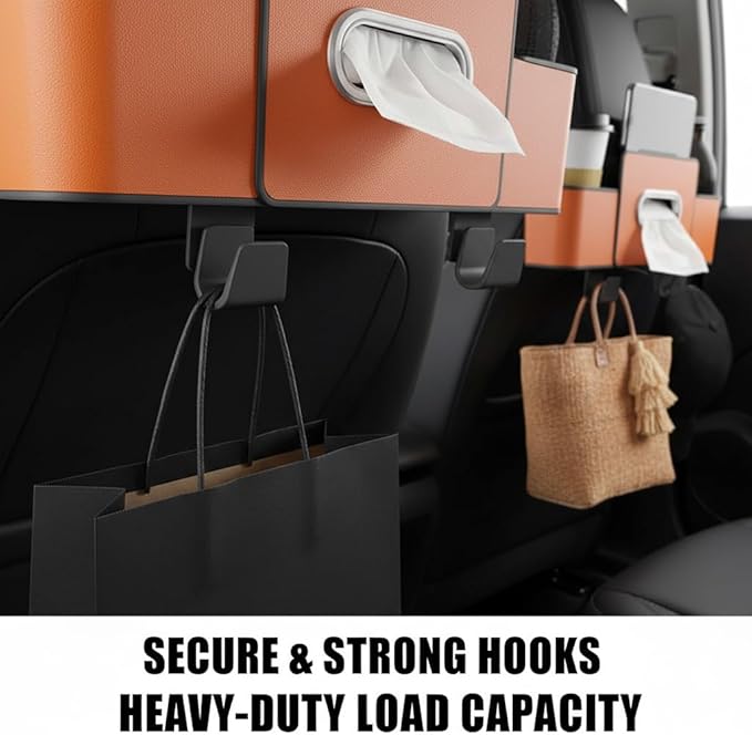 3-in-1 Car Backseat Organizer with Cup Holder, 2026 New Car Organizers and Storage, Multifunctional Back Seat Car Organizer for Hold Phones, Snacks, Drinks, and Handbags (Orange)