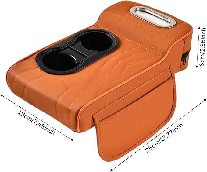 LAFANDE Car Armrest Cushion | Heightening Pad Arm Rest for Car, Center Console Cover with Storage Bags Cup Holder, Tissue Box Slot, Easy to Install and Clean