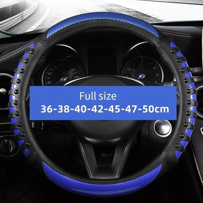Steering Wheel Cover For Women And Men,Carbon Fiber Steering Wheel-Anti-Slip, Scratch-Resistant, Current Fit For 14–16 Inch Wheels Fit For Most Cars(42CM Black)